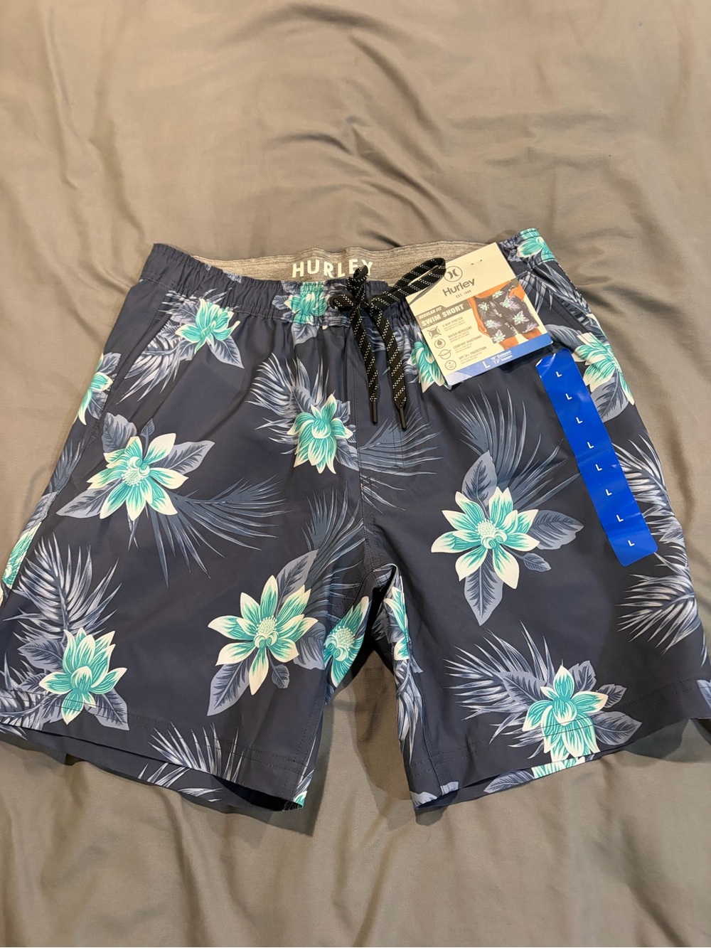 Hurley Men’s Navy Swim Hybrids with Teal and White Floral